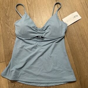 Athleta Villa Bra Cup Tankini Shirred Peek A‎ Boo Adjustable Straps Size 32 B/C